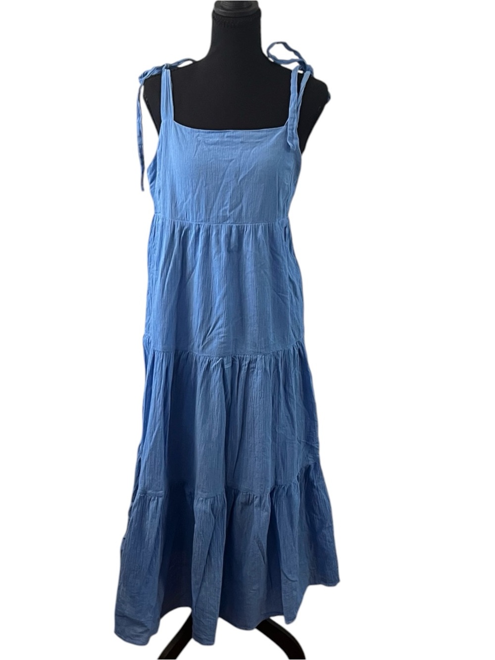Madewell Light Blue Tiered Maxi Dress with Tie Straps